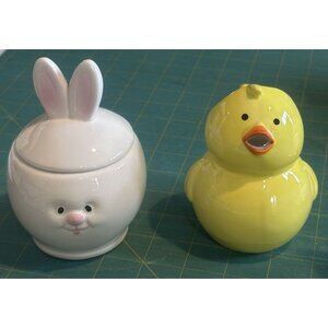 Easter Gift Bunny Chick HIP HOP Creamer Sugar Server Set Transpac Coffee Bar NEW